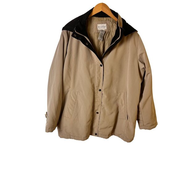 White Stag Size 2X Plus Beige Jacket Hooded  Snap Front Water-Resistant Women - Picture 2 of 11